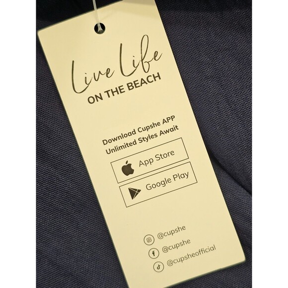 ALK Women's S CupShe Blue Flared Sleeve V-Neck Mini Dress Tie Waist Swim Coverup - Picture 8 of 9